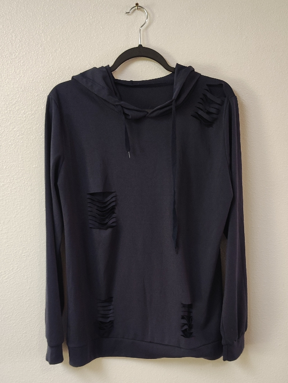 Men's Navy‎ Distressed Hooded Sweatshirt 1402